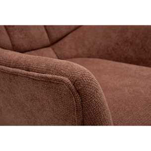 Fauteuil scandinave en tissu chenille terre brûlée et bois clair BRODY