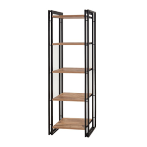 Libreria Dpig, Scaffale da ufficio, Mobile portalibri, Biblioteca, 60x35h180 cm, Quercia e Nero