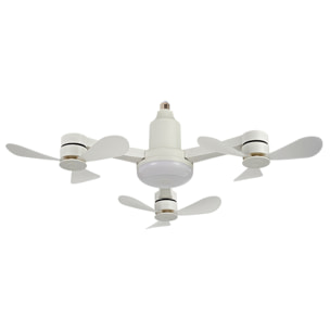 Ventilador triple de techo FS-WRJ-R680 de 68 cm. Adaptador E27, 3 velocidades y luz LED regulable de 16 W. Incluye mando a distancia.