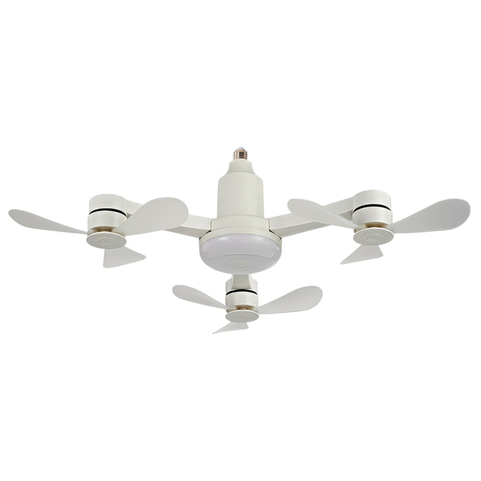 Ventilador triple de techo FS-WRJ-R680 de 68 cm. Adaptador E27, 3 velocidades y luz LED regulable de 16 W. Incluye mando a distancia.