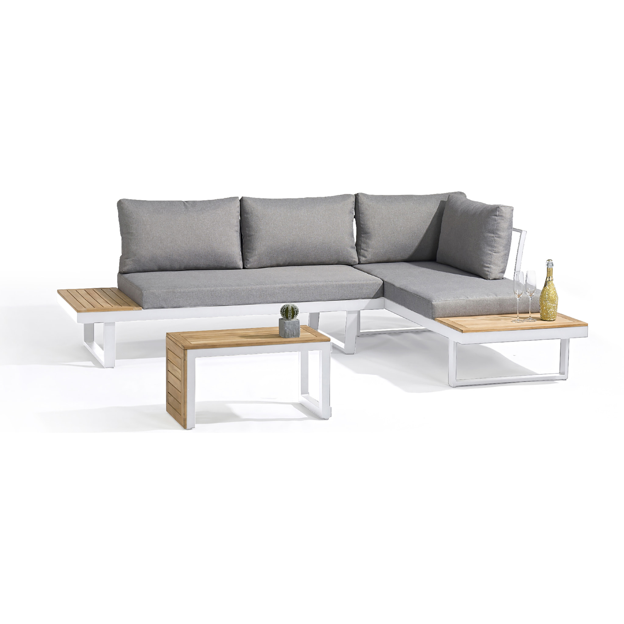 TOKYO - Salon de jardin 4 places en bois d'acacia et aluminium