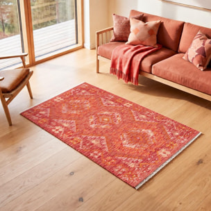 Tapis kilim, motif géométrique artisanal, tissé plat, LENE