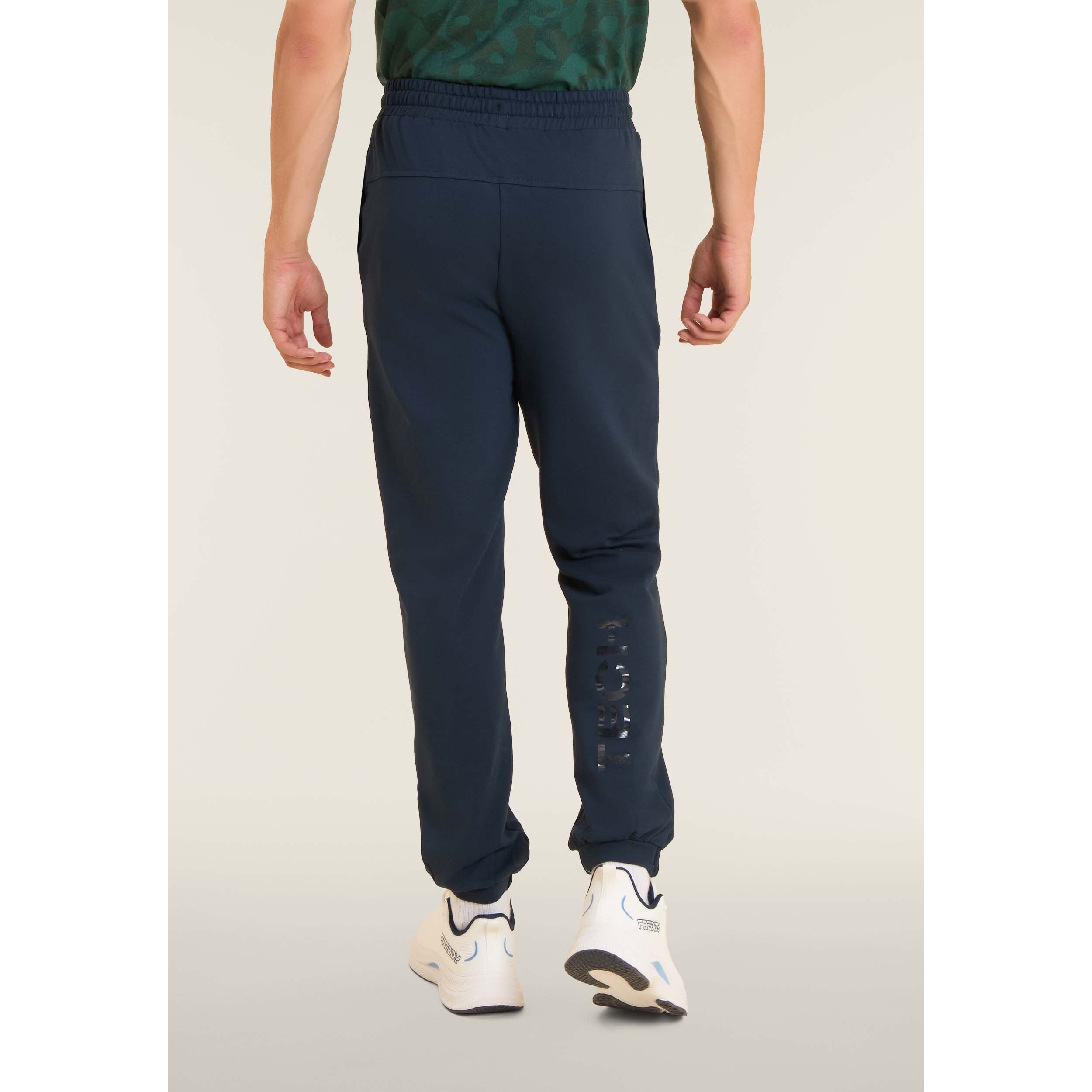 Pantaloni regular in felpa con stampa lucida e cuciture