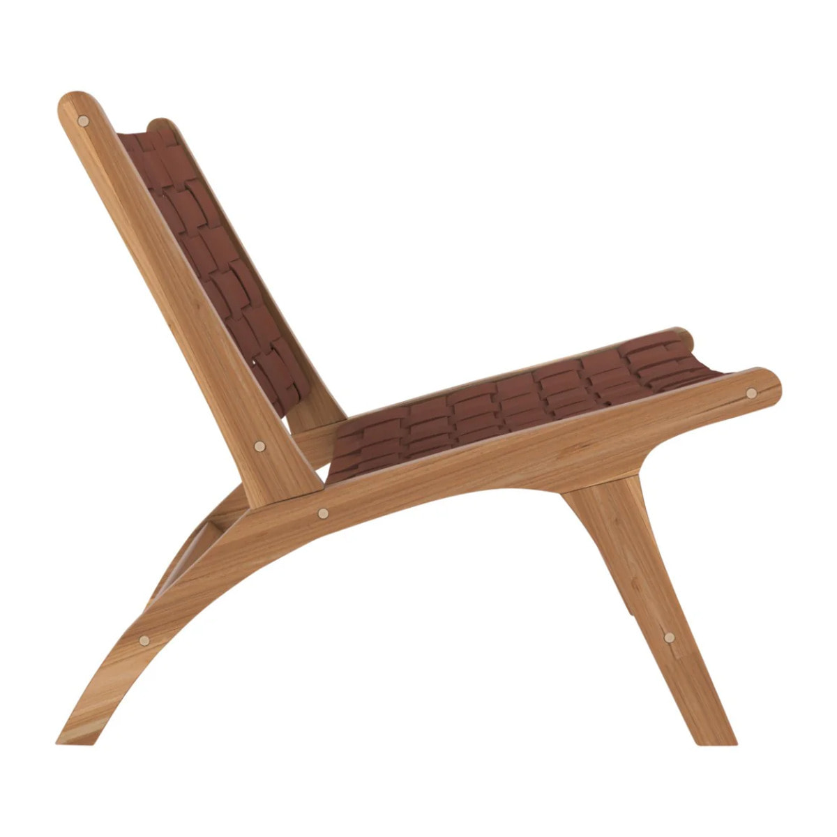 Fauteuil en teck et cuir tressé marron - Kuna