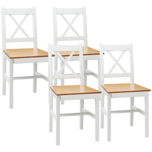 Lot de 4 chaises de salle à manger esprit campagne dossier croisé bois pin blanc