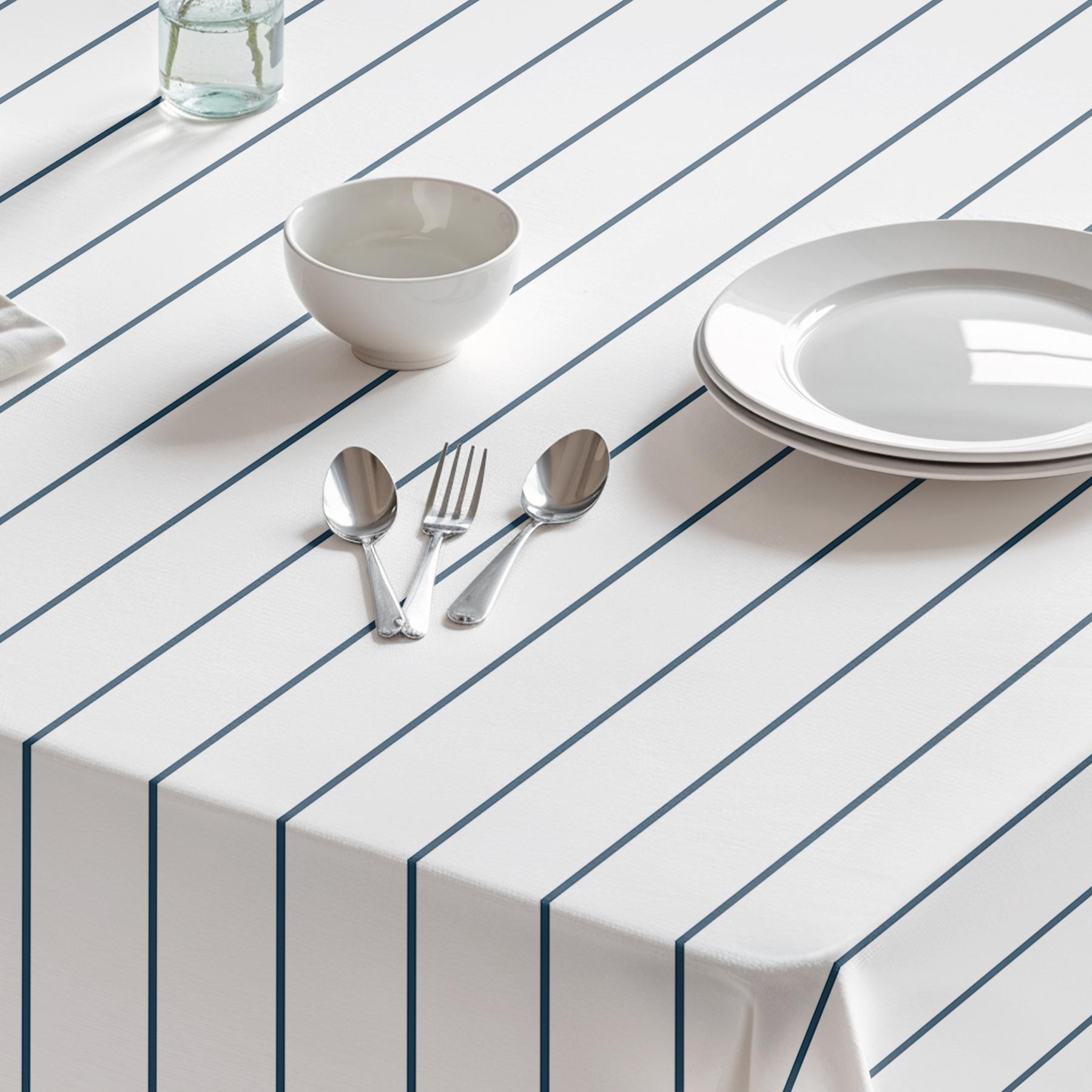 Nappe imprimée anti-tâches MAUI BLEU