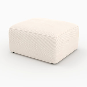 Pouf rectangulaire pour canapé modulable en velours blanc cassé - Mina