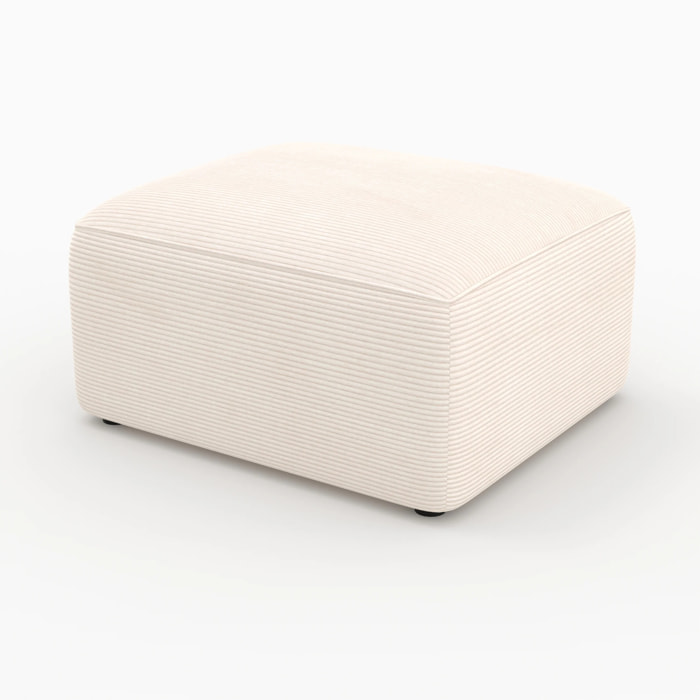 Pouf rectangulaire pour canapé modulable en velours blanc cassé - Mina