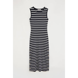 Vestido azul marino y blanco a rayas con personalización náutica Polo Club