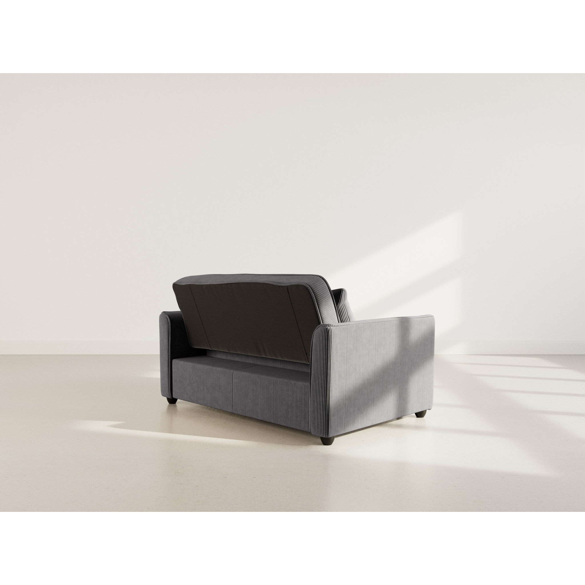 Ernest - Canapé droit 2 places convertible en velours côtelé - Gris