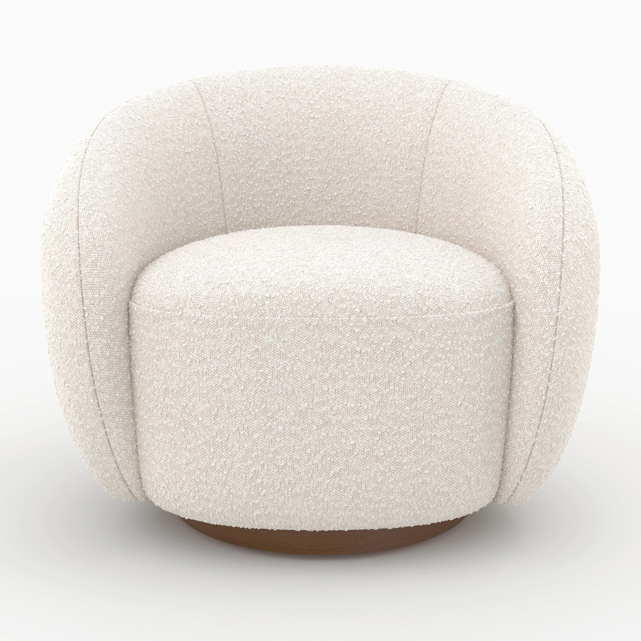 Fauteuil pivotant en tissu bouclé blanc - Naya