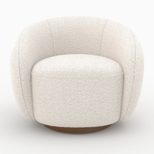 Fauteuil pivotant en tissu bouclé blanc - Naya