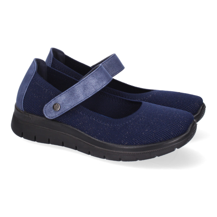 Zapatilla Plana Comoda para Mujer, Material Elastico, Cierre de cierre autoadherente