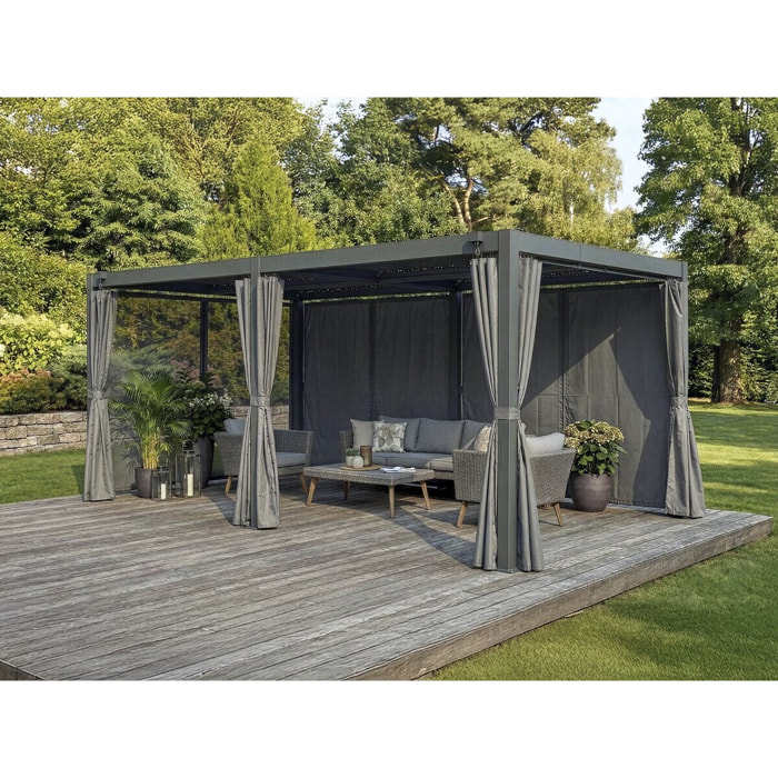 Rideau pour pergola bioclimatique "Kensington" - 3 x 5 m - Gris