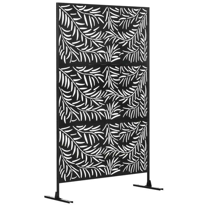 Biombo de 3 Piezas Biombo Separador de Ambientes con Diseño de Hoja de Sauce Biombo para Exterior Jardín Patio Terraza 122x45x198 cm Negro