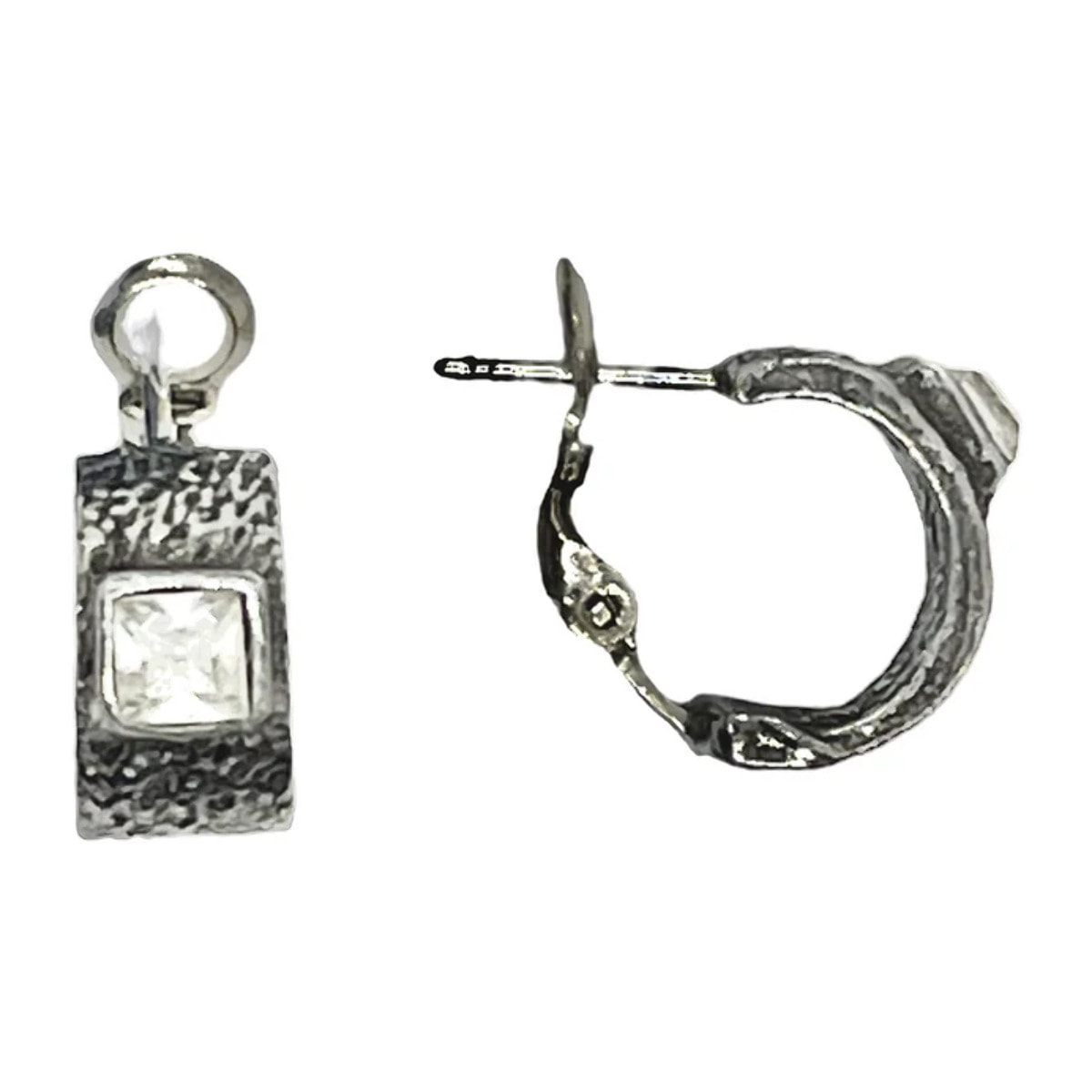 Pendiente aro plata 10µ con Sw 4x4 cristal