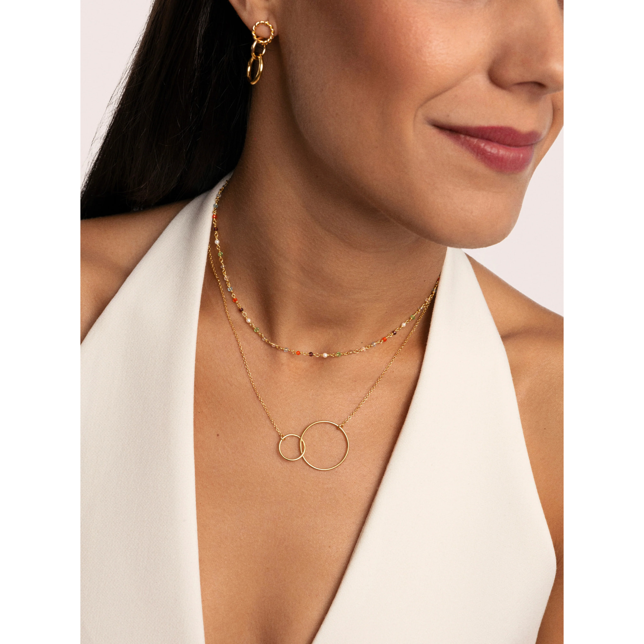 Collana Mini Crystals Colors  Argento Placcato Oro