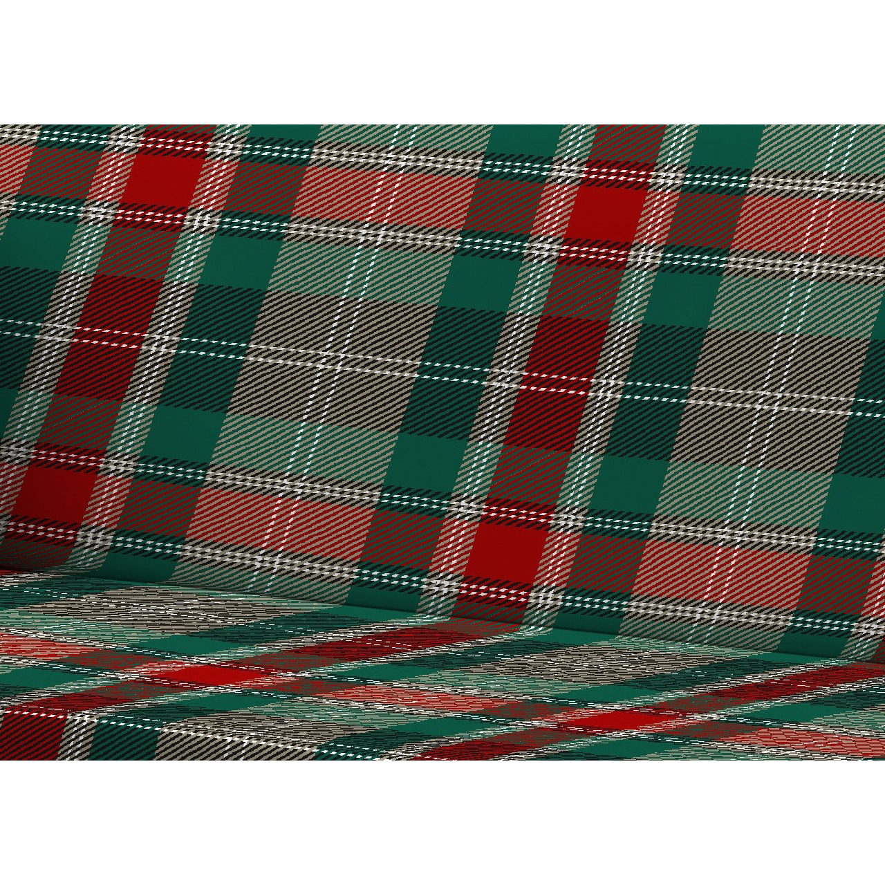 Telo Arredo Copritutto Grandfouldard In 100% Cotone Made In Italy Fantasia Tartan Verde Disegno Snow