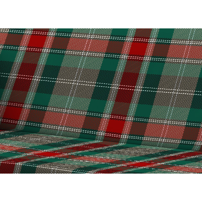 Telo Arredo Copritutto Grandfouldard In 100% Cotone Made In Italy Fantasia Tartan Verde Disegno Snow