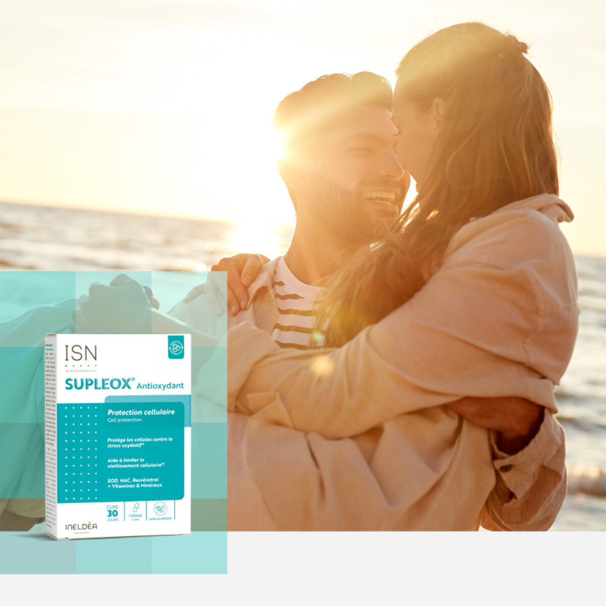 ISN - Supleox Antioxydant - A base de Resvératrol, NAC, SOD, vitamines C & E - Aide à protéger les cellules contre le stress oxydatif - Cure 30 jours