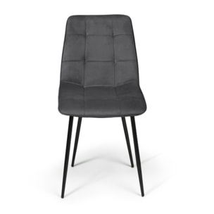 Chaises Linda en velours et pieds métal noirs - Mix color - Gris clair, gris foncé, jaune, bleu