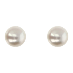 PERLAVIVA - Orecchini in Argento 925 placcato Oro Bianco 18Kt con Perle a Bottone Bianche d'Acqua DolceØ 8/9mm