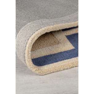 Tapis en laine de couloir BLOCKS RETRO Bleu
