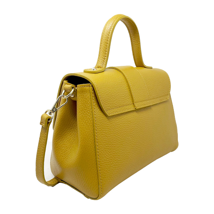 Chicca Borse - Borsa a Mano Donna in Vera Pelle - Colore Senape