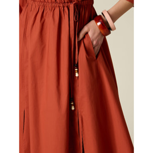 Oltre - Vestito in popeline a portafoglio - Arancione