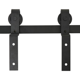 Pack Herrajes para Doble Puerta Corredera 200x0,6x4 cm Negro