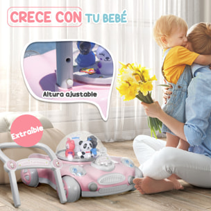 Andador para Bebés de 1-3 Años Tacatá para Bebés con Altura Ajustable Música Ruedas Antideslizantes Luces Manillar Desmontable Carga 25 kg Rosa