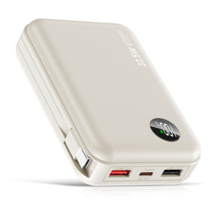 Powerbank 20.000mAh con carga rápida PD22,5W, cable USB-C integrado. Pantalla led de carga.
