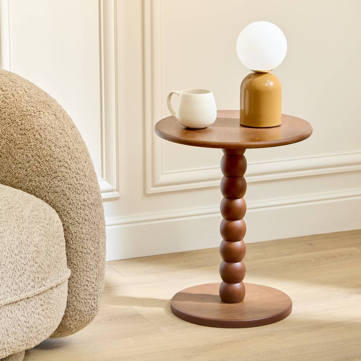 Table d'appoint Chamlo ronde D.38cm marron