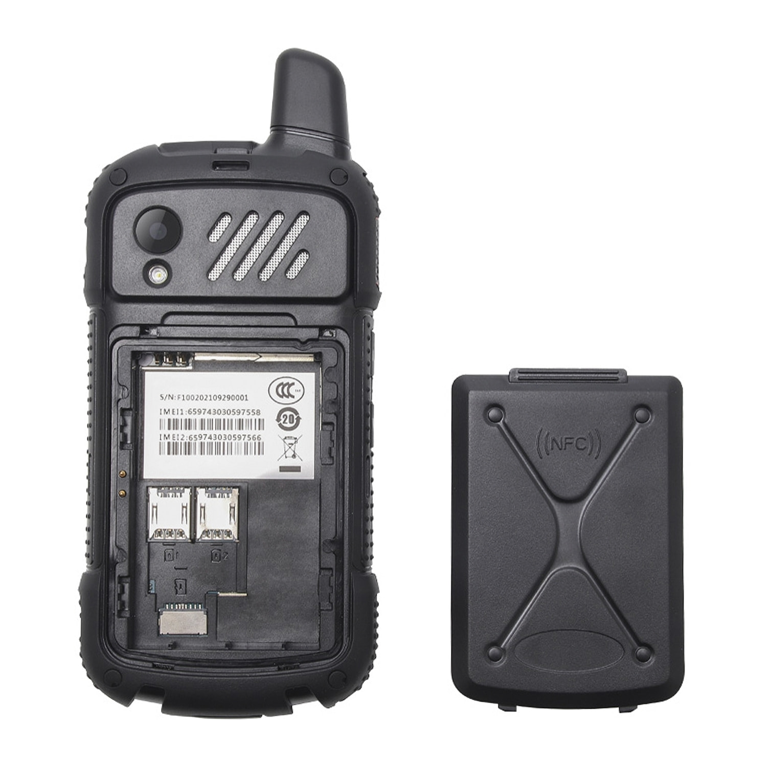 DAM Smartphone robusto  F100 4G, Android 10, 2 GB RAM + 16 GB. schermo da 4''. 8mpx + 5mpx. GPS. Con Zello Walkie Talkie. Altoparlante da 2W. Antenna amplificatrice. 7x2,1x13,5 cm. Colore nero