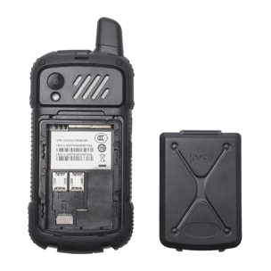 DAM Smartphone robusto  F100 4G, Android 10, 2 GB RAM + 16 GB. schermo da 4''. 8mpx + 5mpx. GPS. Con Zello Walkie Talkie. Altoparlante da 2W. Antenna amplificatrice. 7x2,1x13,5 cm. Colore nero