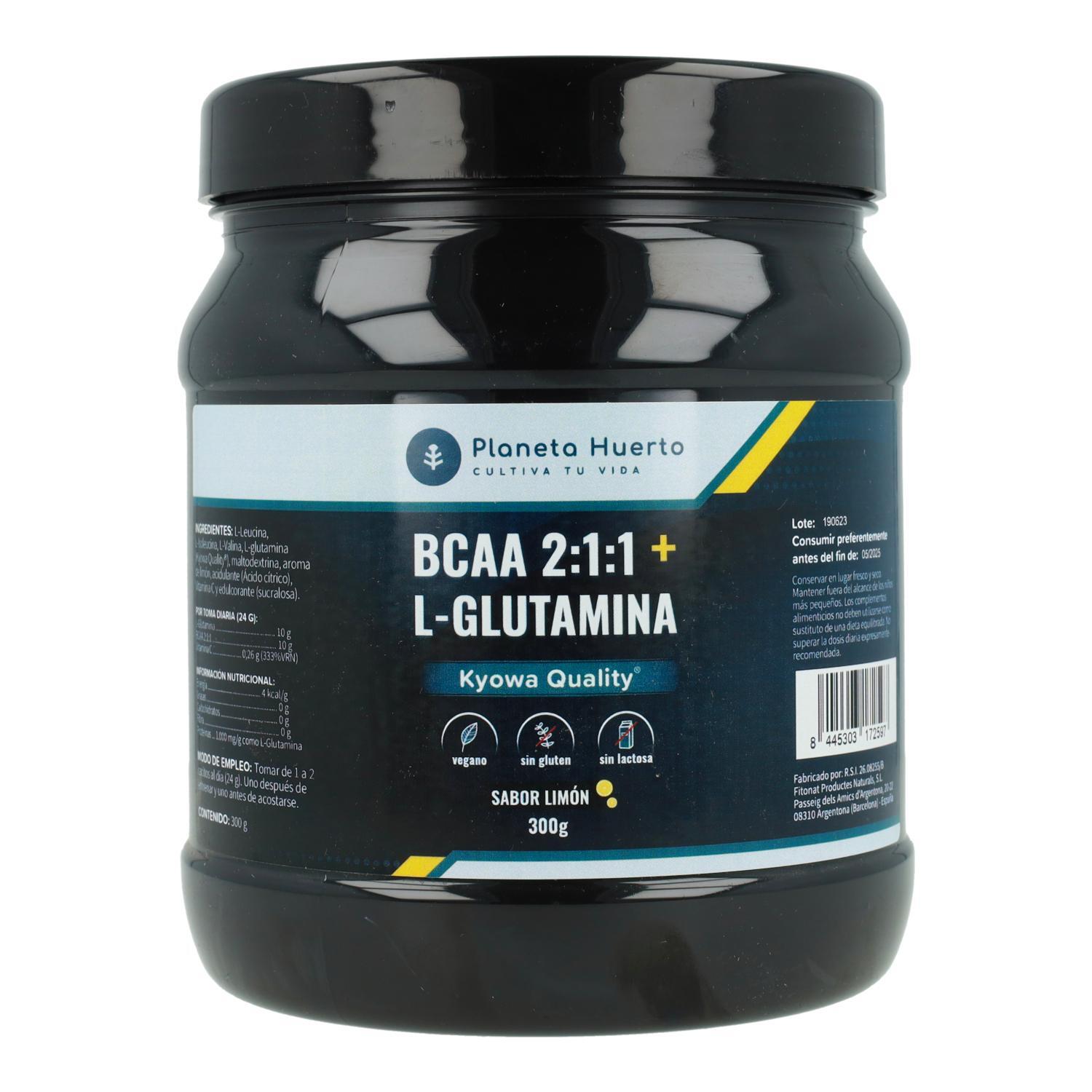 BCAA 2:1:1 + L-Glutamina Sabor Limón Planeta Huerto 300 g - Máxima Potencia, Resistencia y Recuperación Muscular