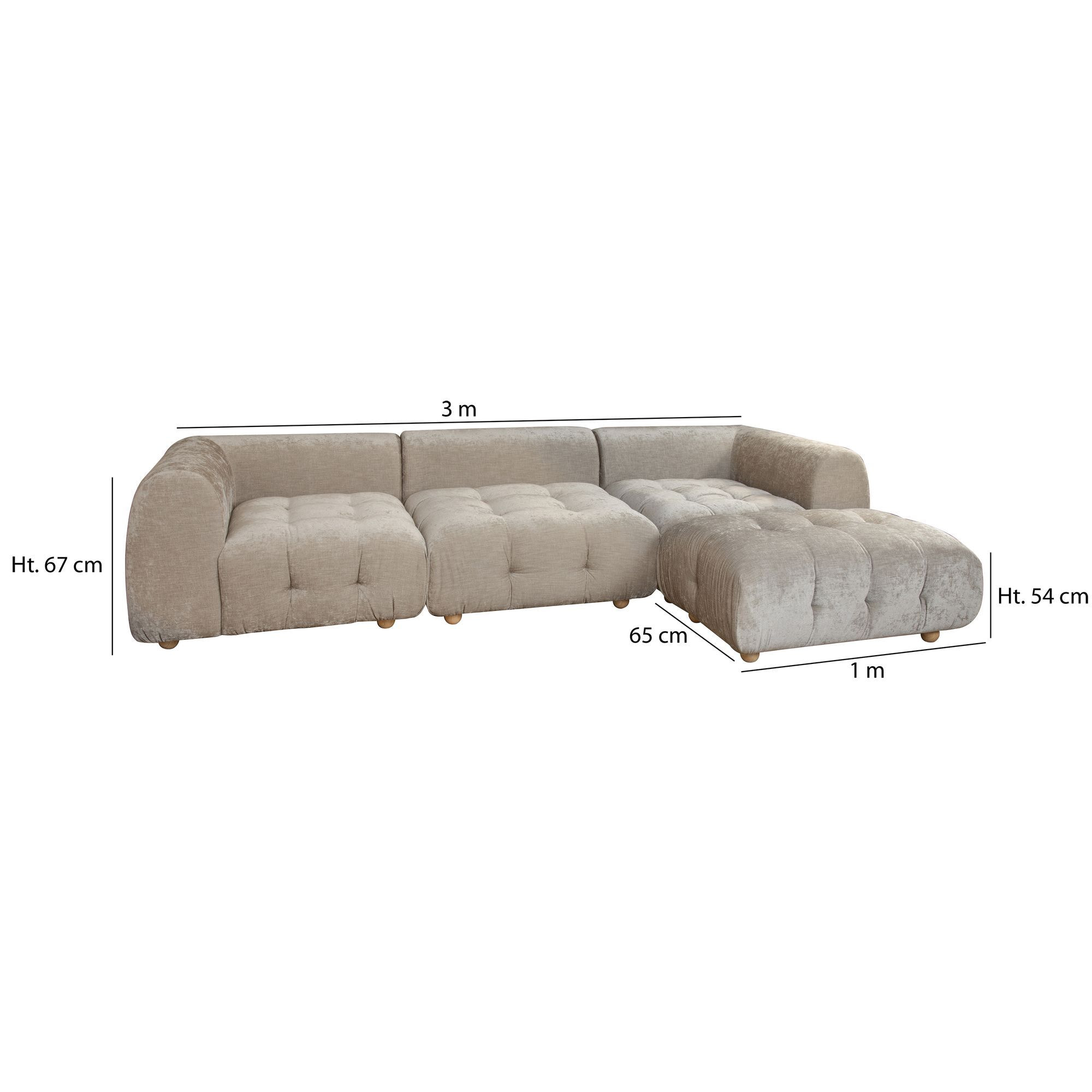 Canapé 4 places en velours beige TWIGGY