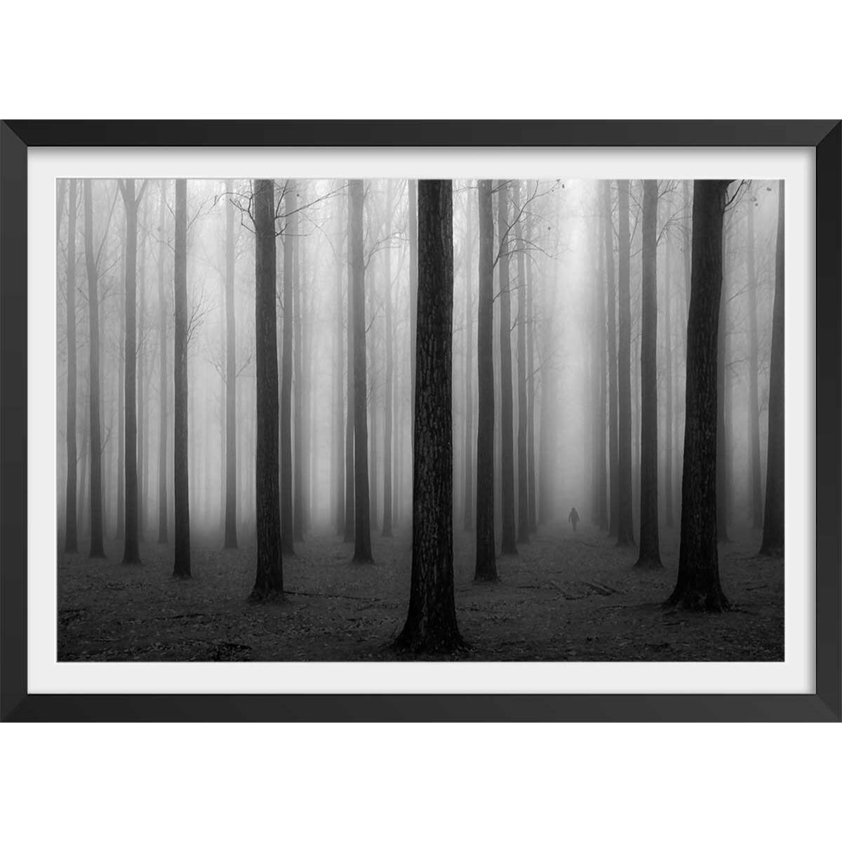 Affiche nature foggy weather Affiche + cadre en bois - Noir