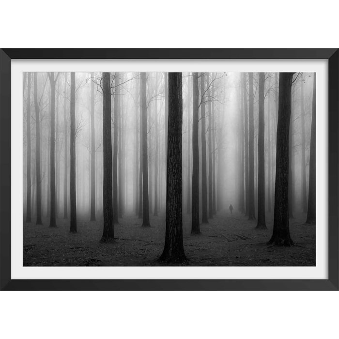 Affiche nature foggy weather Affiche + cadre en bois - Noir