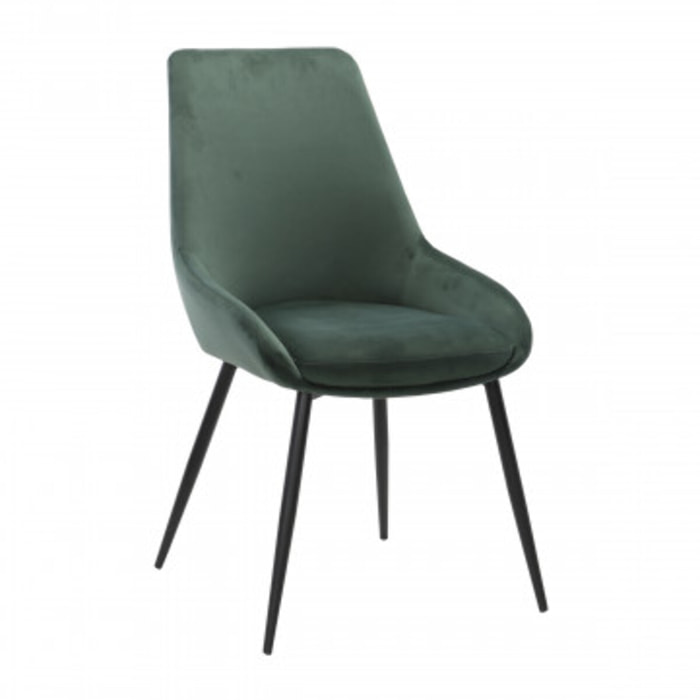 Chaise en velours avec piètement métal noir - MONDO