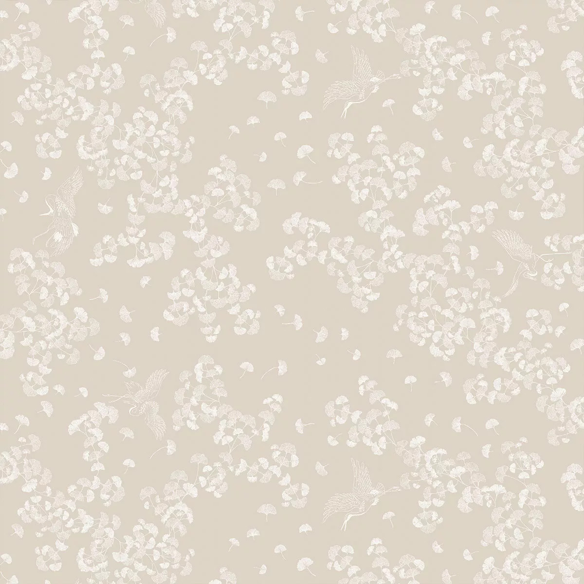 Nappe pur coton enduit motif jacquard beige Mille ginkos naturel