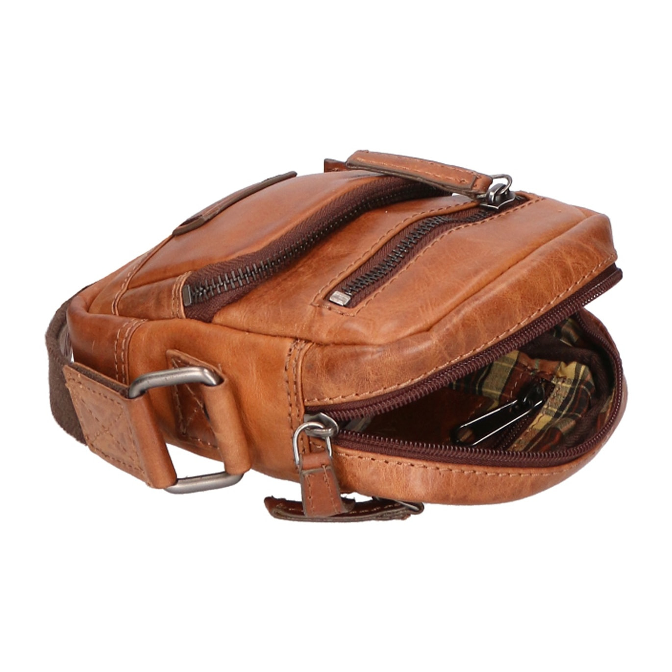 Borsa a tracolla unisex vera pelle - Modello False - Made in Italy - 17.0 x 17.0 x 3.0 cm