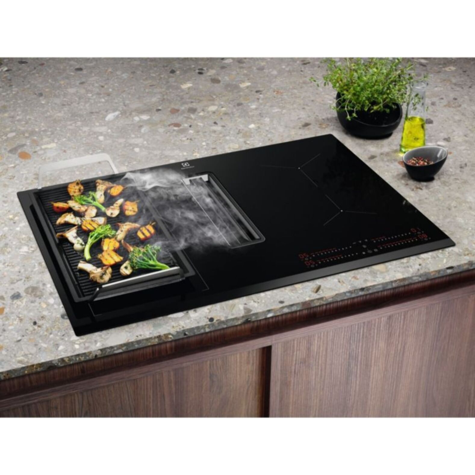 Plaque induction aspirante ELECTROLUX KCC84440 - Hotte centrale intégrée 80cm