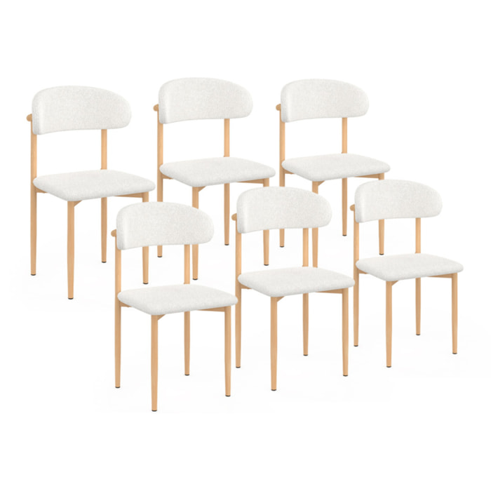 Chaises Callisto en bouclette et pieds métal - lot de 6