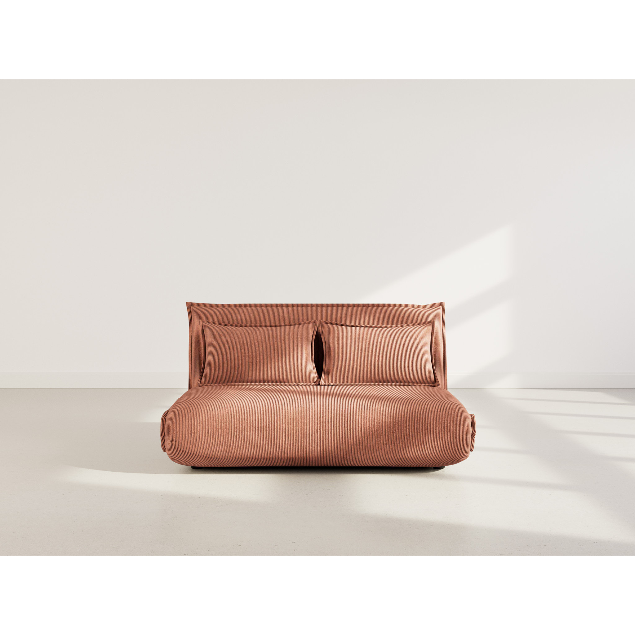 Candice - Banquette 2 places convertible clic-clac en velours côtelé - Terracotta