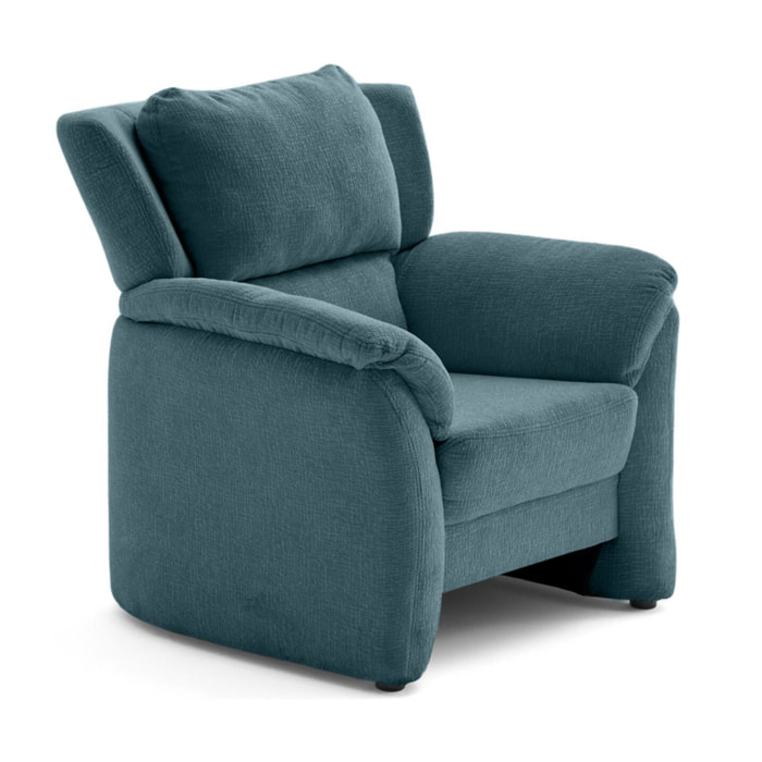 Bastille - fauteuil en tissu velours relief - Bleu