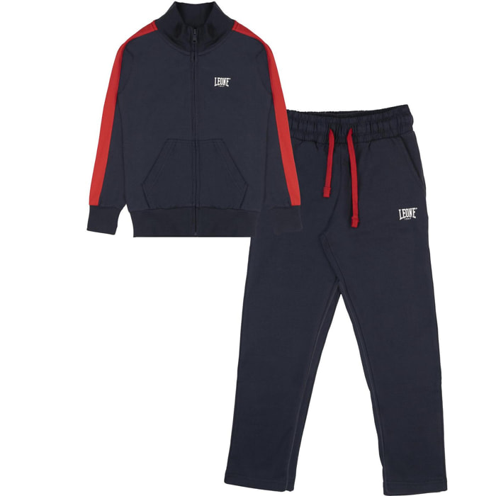 Chándal infantil Leone New Basic de algodón no perchado con capucha y cremallera
