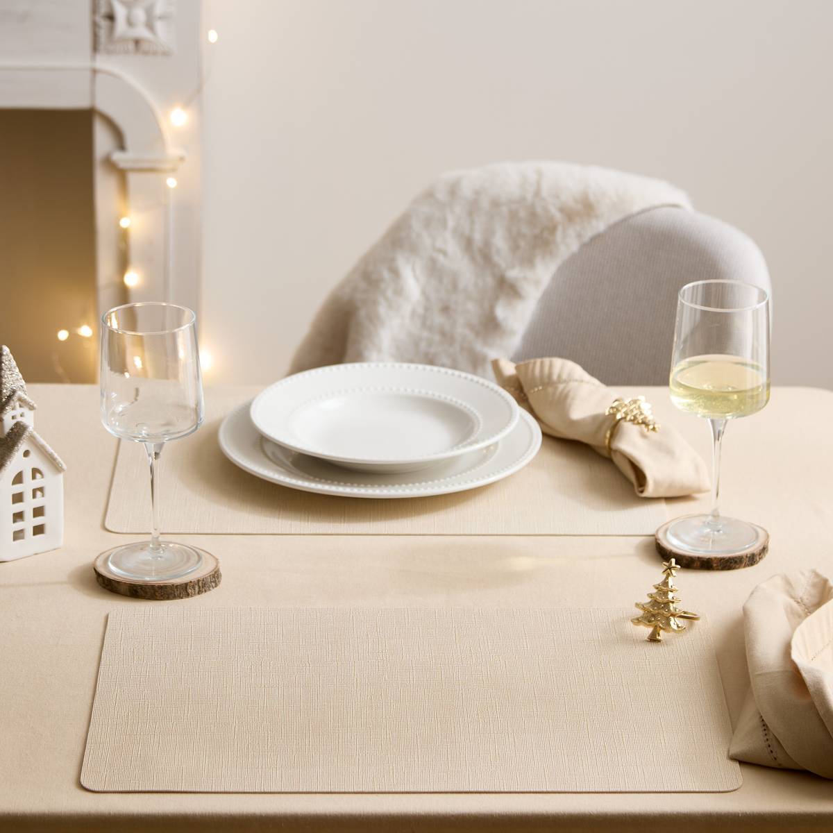 Set de table rectangulaire Esmée 30x45cm beige