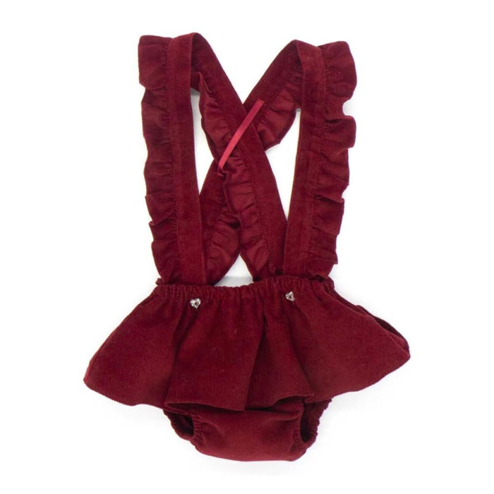 Falda con tirantes de pana granate