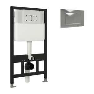 Châssis Pour Wc Suspendu | Bouton Poussoir Chrome | Citerne Encastrée | Réglable Jusqu'à 200 mm | Décharge 3/8L | Alday